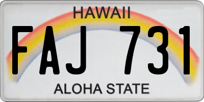 HI license plate FAJ731