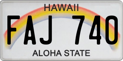 HI license plate FAJ740