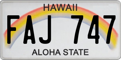 HI license plate FAJ747
