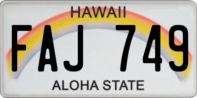 HI license plate FAJ749