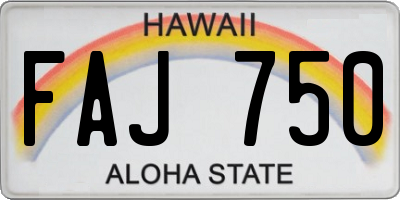 HI license plate FAJ750