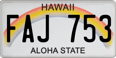 HI license plate FAJ753