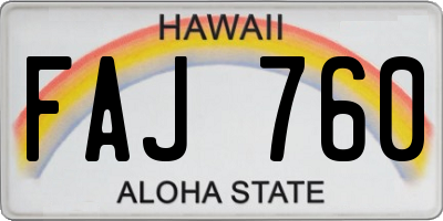 HI license plate FAJ760