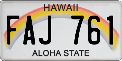 HI license plate FAJ761