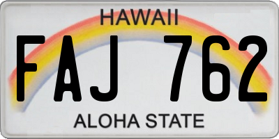 HI license plate FAJ762