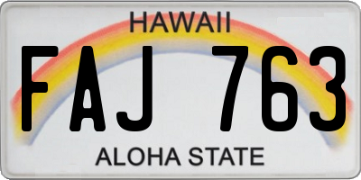 HI license plate FAJ763