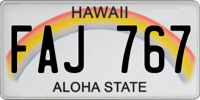 HI license plate FAJ767