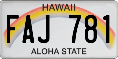 HI license plate FAJ781