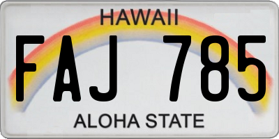HI license plate FAJ785