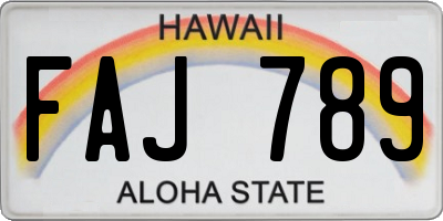 HI license plate FAJ789