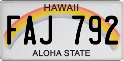 HI license plate FAJ792