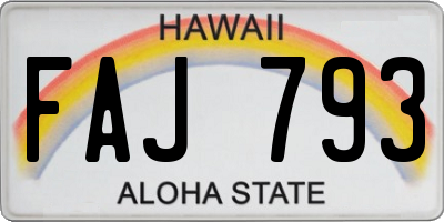 HI license plate FAJ793
