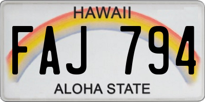 HI license plate FAJ794