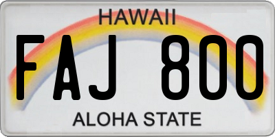 HI license plate FAJ800