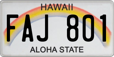 HI license plate FAJ801