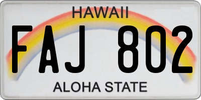 HI license plate FAJ802
