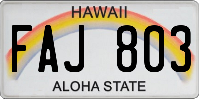 HI license plate FAJ803