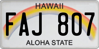 HI license plate FAJ807