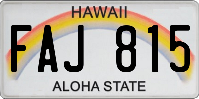 HI license plate FAJ815