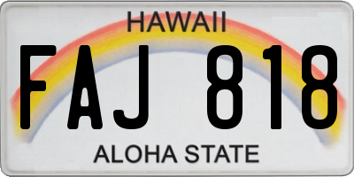 HI license plate FAJ818