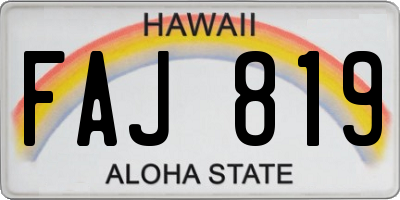 HI license plate FAJ819
