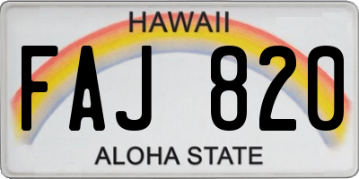 HI license plate FAJ820