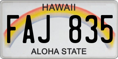 HI license plate FAJ835