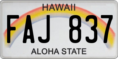 HI license plate FAJ837