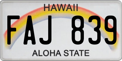 HI license plate FAJ839