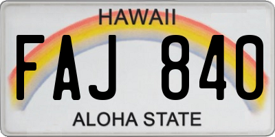 HI license plate FAJ840