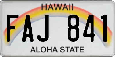 HI license plate FAJ841