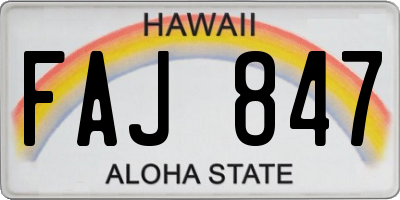 HI license plate FAJ847