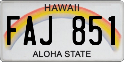 HI license plate FAJ851