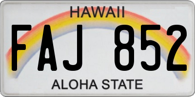 HI license plate FAJ852