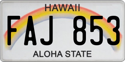 HI license plate FAJ853