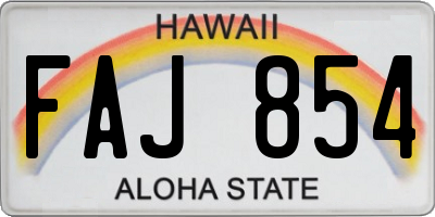 HI license plate FAJ854
