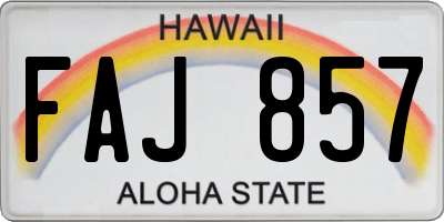 HI license plate FAJ857