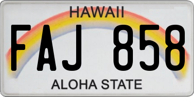 HI license plate FAJ858