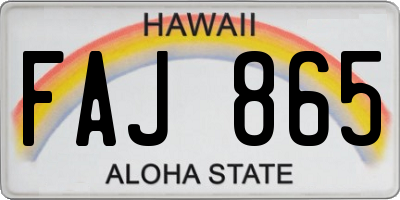 HI license plate FAJ865
