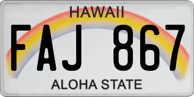 HI license plate FAJ867