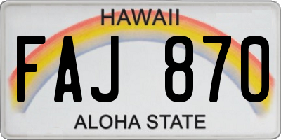HI license plate FAJ870