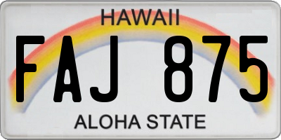 HI license plate FAJ875