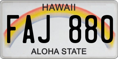 HI license plate FAJ880