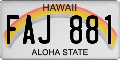 HI license plate FAJ881