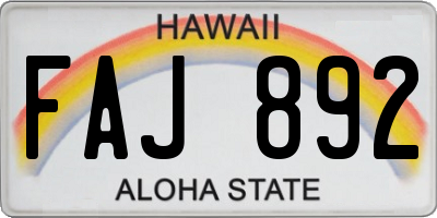 HI license plate FAJ892