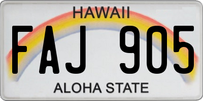 HI license plate FAJ905