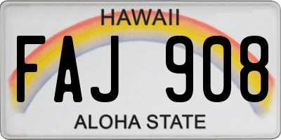 HI license plate FAJ908