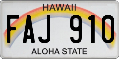 HI license plate FAJ910