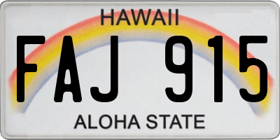 HI license plate FAJ915
