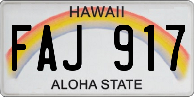 HI license plate FAJ917